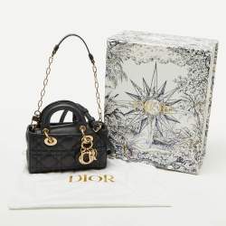 Pre Owned Dior Black Cannage Leather Micro Lady D-Joy Bag