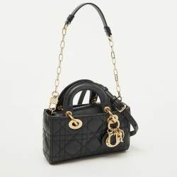 Pre Owned Dior Black Cannage Leather Micro Lady D-Joy Bag