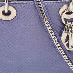 Pre Owned Dior Blue Python Mini Lady Dior Tote