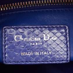Pre Owned Dior Blue Python Mini Lady Dior Tote