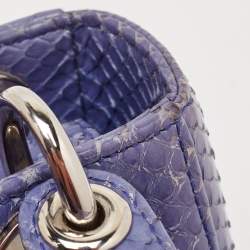 Pre Owned Dior Blue Python Mini Lady Dior Tote