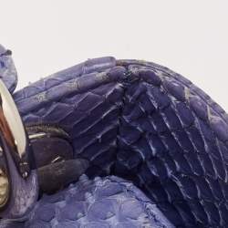 Pre Owned Dior Blue Python Mini Lady Dior Tote