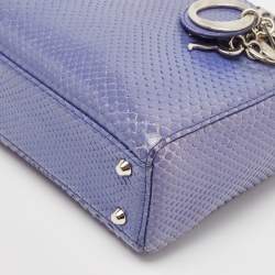 Pre Owned Dior Blue Python Mini Lady Dior Tote