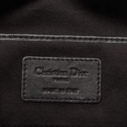 Pre Owned Dior Black Cannage Satin Crystal Embellished Flap Clutch
