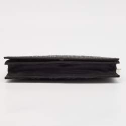 Pre Owned Dior Black Cannage Satin Crystal Embellished Flap Clutch