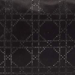 Pre Owned Dior Black Cannage Satin Crystal Embellished Flap Clutch