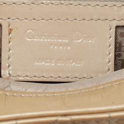 Pre Owned Dior Grey Cannage Patent Leather Large Lady Dior Tote