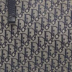 مملوكة مسبقًا Dior Navy Blue Oblique Canvas Trotter Shoulder Bag