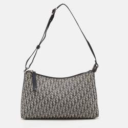 مملوكة مسبقًا Dior Navy Blue Oblique Canvas Trotter Shoulder Bag