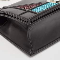 Pre Owned Dior Black Leather and Sequins Medium Diorama Shoulder Bag