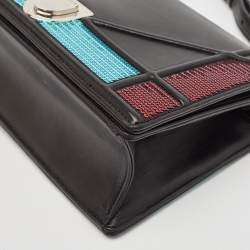 Pre Owned Dior Black Leather and Sequins Medium Diorama Shoulder Bag