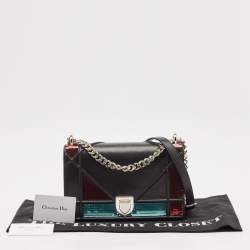 Pre Owned Dior Black Leather and Sequins Medium Diorama Shoulder Bag