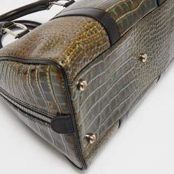 Dior Green/Black Crocodile Saddle Boston Bag