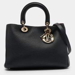 Dior Black Leather Medium Diorissimo Shopper Tote