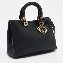 Dior Black Leather Medium Diorissimo Shopper Tote