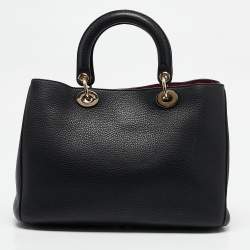 Dior Black Leather Medium Diorissimo Shopper Tote