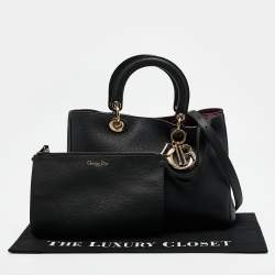 Dior Black Leather Medium Diorissimo Shopper Tote