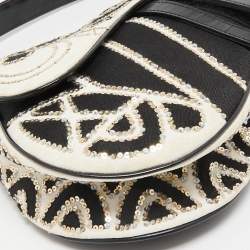 Dior Black/White Fabric and Sequins Saddle Bag