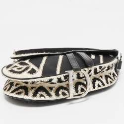 Dior Black/White Fabric and Sequins Saddle Bag