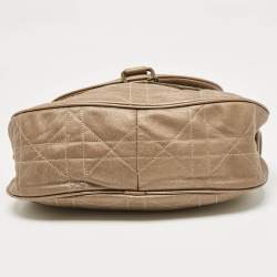 Pre Owned Dior Metallic Brown Cannage Leather D Ring Flap Hobo