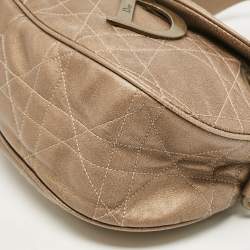 Pre Owned Dior Metallic Brown Cannage Leather D Ring Flap Hobo