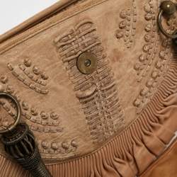 Pre Owned Dior Beige Pleated Leather Plisse Tote