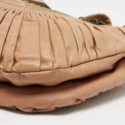Pre Owned Dior Beige Pleated Leather Plisse Tote