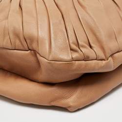 Pre Owned Dior Beige Pleated Leather Plisse Tote