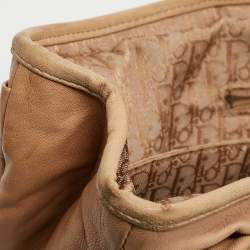 Pre Owned Dior Beige Pleated Leather Plisse Tote