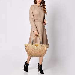 Pre Owned Dior Beige Pleated Leather Plisse Tote