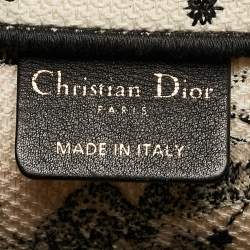 Pre Owned Dior Cream/Black Zodiac Embroidered Canvas Medium Book Tote 