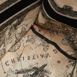 Pre Owned Dior Cream/Black Zodiac Embroidered Canvas Medium Book Tote 