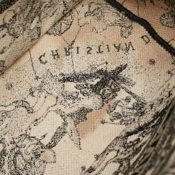 Pre Owned Dior Cream/Black Zodiac Embroidered Canvas Medium Book Tote 