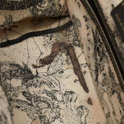 Pre Owned Dior Cream/Black Zodiac Embroidered Canvas Medium Book Tote 