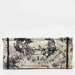 Pre Owned Dior Cream/Black Zodiac Embroidered Canvas Medium Book Tote 