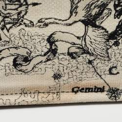 Pre Owned Dior Cream/Black Zodiac Embroidered Canvas Medium Book Tote 