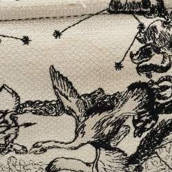 Pre Owned Dior Cream/Black Zodiac Embroidered Canvas Medium Book Tote 