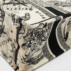 Pre Owned Dior Cream/Black Zodiac Embroidered Canvas Medium Book Tote 