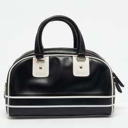 Pre Owned Dior Black/White Leather and Rubber Small Vibe Satchel