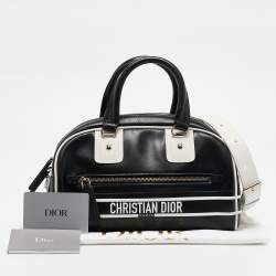 Pre Owned Dior Black/White Leather and Rubber Small Vibe Satchel