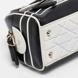 Pre Owned Dior Black/White Leather and Rubber Small Vibe Satchel