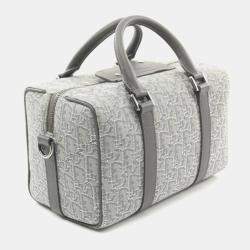 Dior Gray Canvas Leather Lingot 26 Handbag