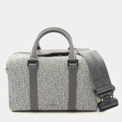Dior Gray Canvas Leather Lingot 26 Handbag