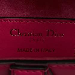 Pre Owned Dior Pink Leather Mini Saddle Bag