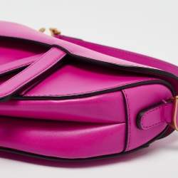 Pre Owned Dior Pink Leather Mini Saddle Bag