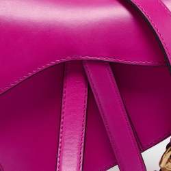 Pre Owned Dior Pink Leather Mini Saddle Bag