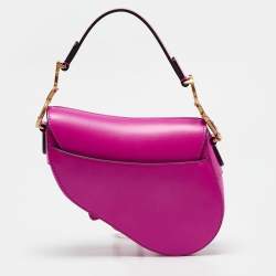 Pre Owned Dior Pink Leather Mini Saddle Bag