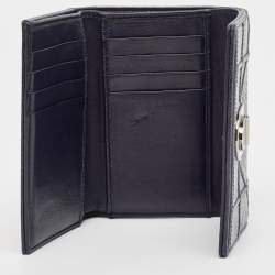 Dior Navy Blue Patent Leather Diorama Trifold Wallet