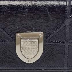 Dior Navy Blue Patent Leather Diorama Trifold Wallet