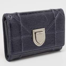 Dior Navy Blue Patent Leather Diorama Trifold Wallet